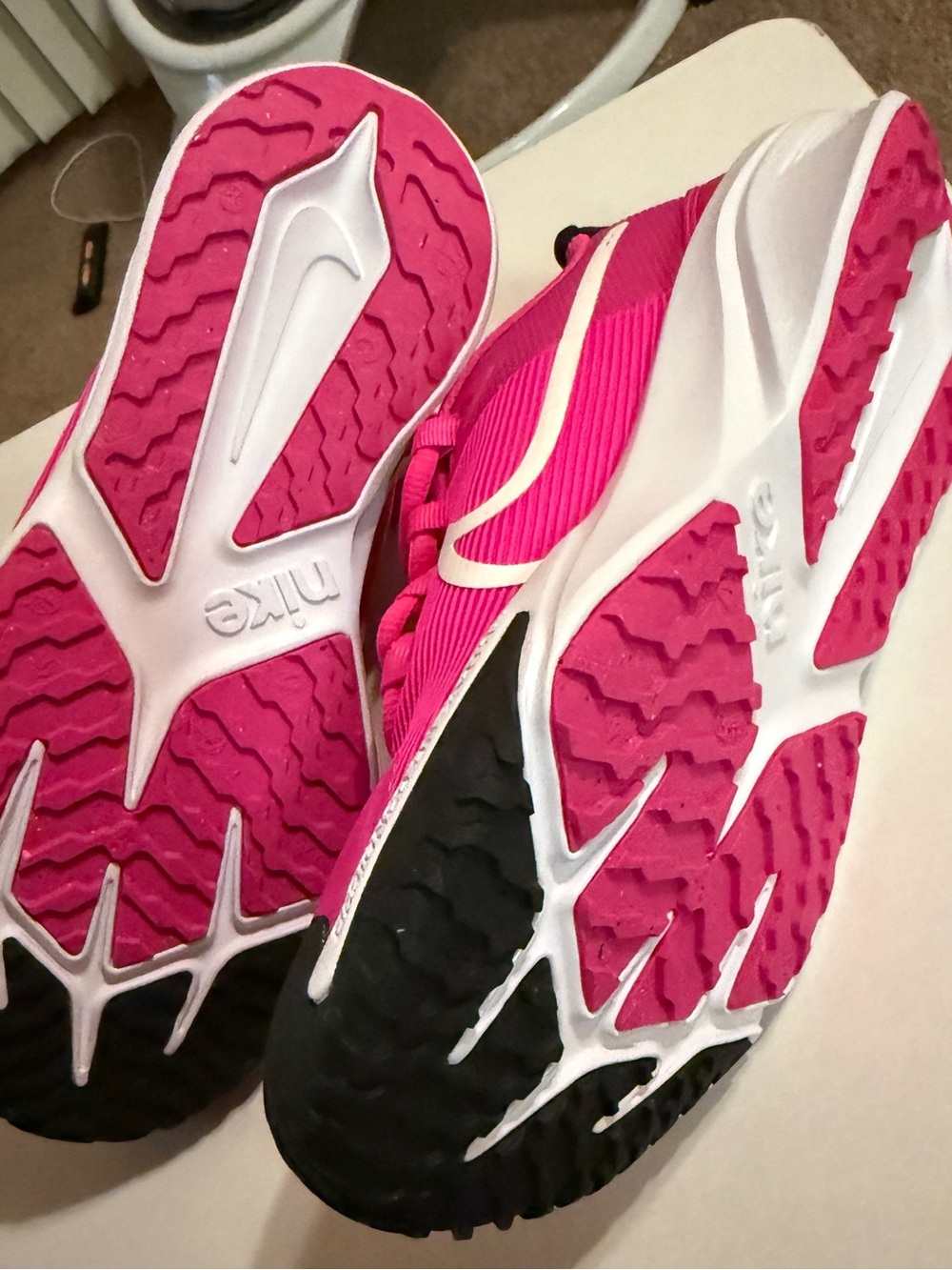 Nike Women's Hot Pink and White Athletic Running Shoes
